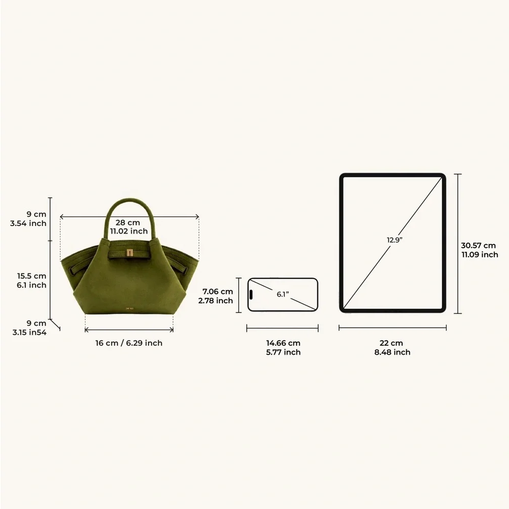 JW PEI Hana Mini Faux Suede Tote Bag - Dark Olive - Picture 5 of 6